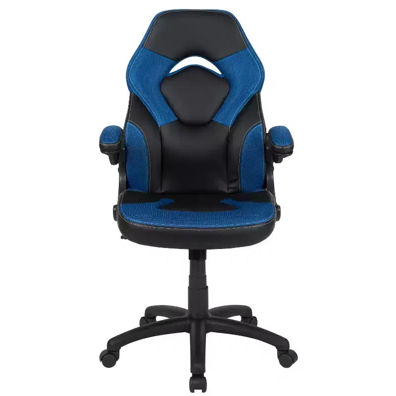 Gaming Chair Racing Style with Flip-Up Arms, Adjustable Height, Seat 20"W x 19"D, Holds up to 250 lbs