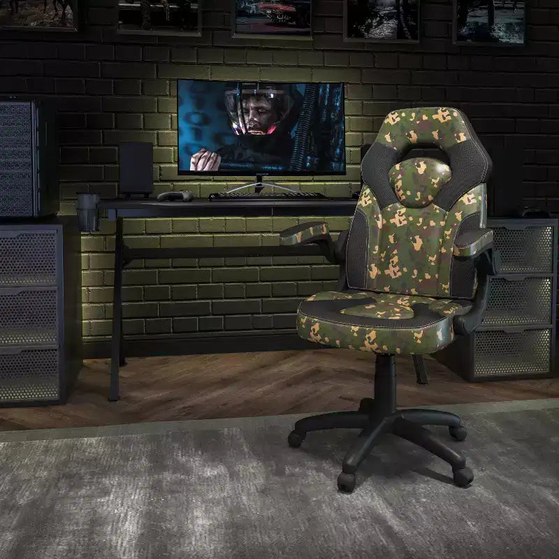 Gaming Chair Racing Style with Flip-Up Arms, Adjustable Height, Seat 20"W x 19"D, Holds up to 250 lbs