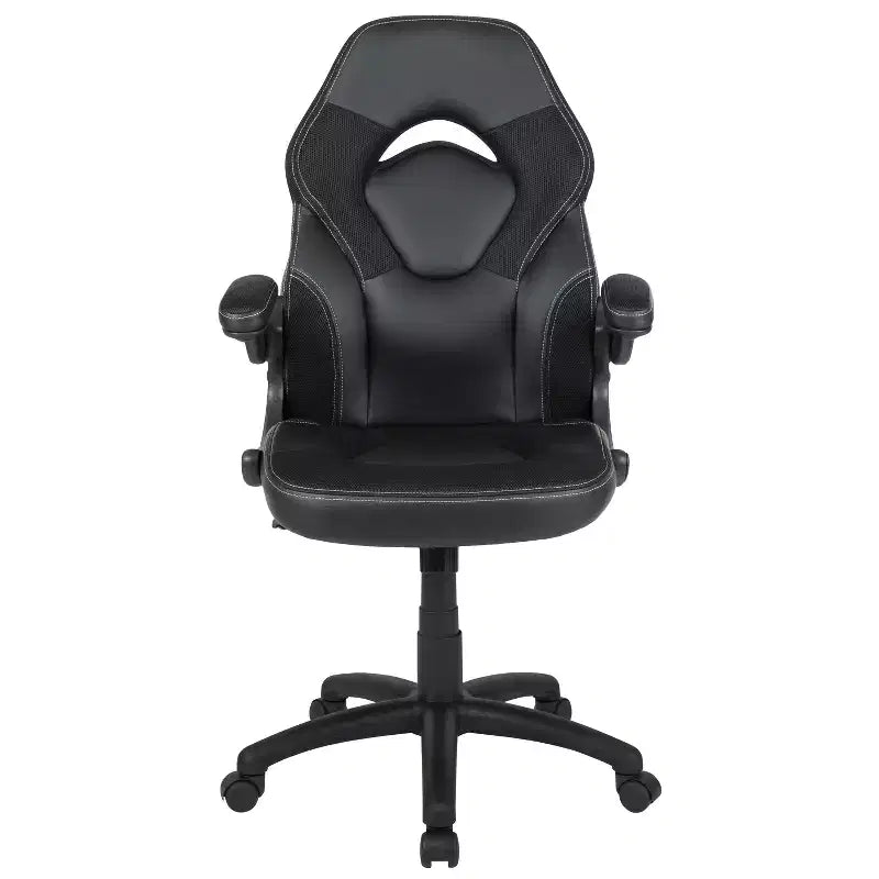 Gaming Chair Racing Style with Flip-Up Arms, Adjustable Height, Seat 20"W x 19"D, Holds up to 250 lbs