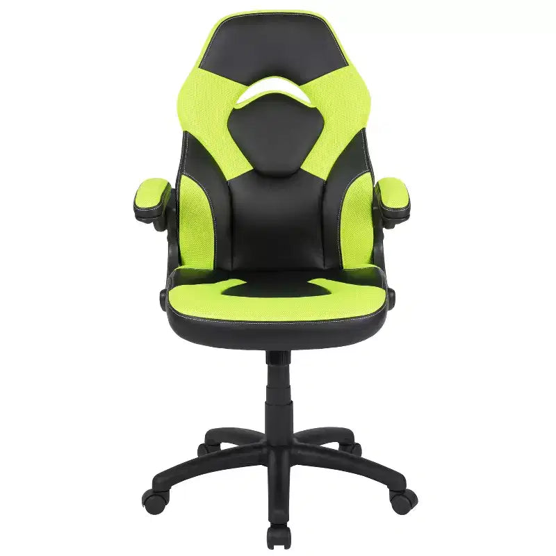 Gaming Chair Racing Style with Flip-Up Arms, Adjustable Height, Seat 20"W x 19"D, Holds up to 250 lbs