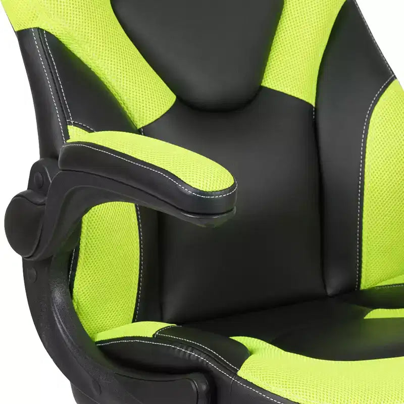 Gaming Chair Racing Style with Flip-Up Arms, Adjustable Height, Seat 20"W x 19"D, Holds up to 250 lbs