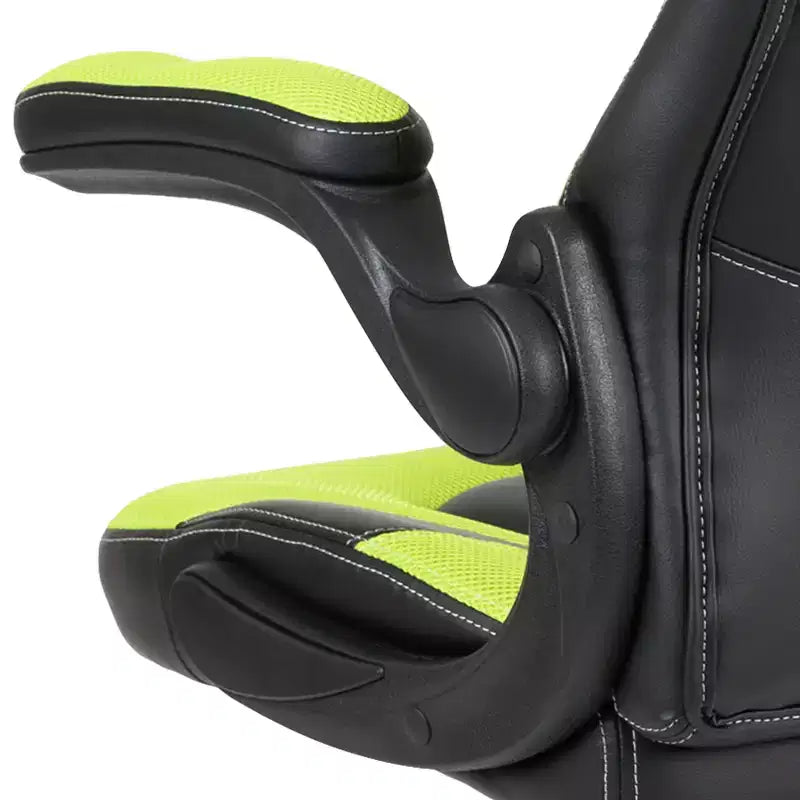 Gaming Chair Racing Style with Flip-Up Arms, Adjustable Height, Seat 20"W x 19"D, Holds up to 250 lbs