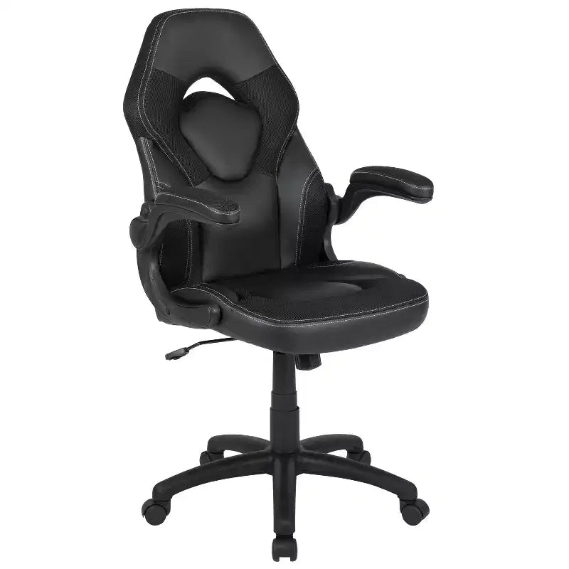 Gaming Chair Racing Style with Flip-Up Arms, Adjustable Height, Seat 20"W x 19"D, Holds up to 250 lbs