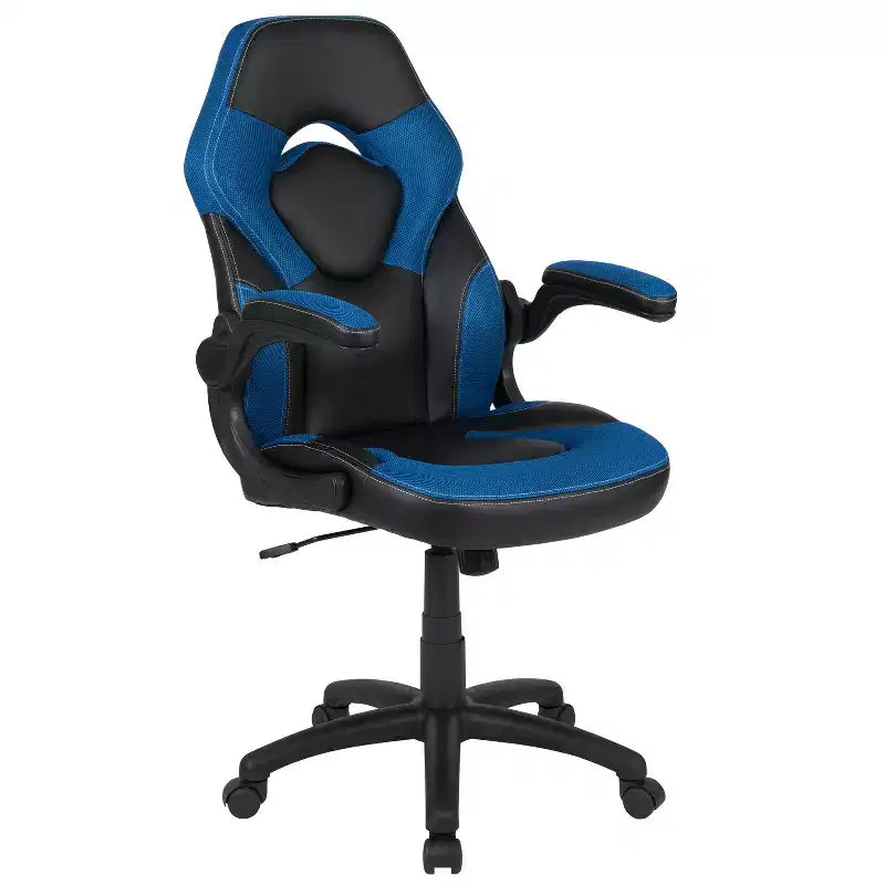 Gaming Chair Racing Style with Flip-Up Arms, Adjustable Height, Seat 20"W x 19"D, Holds up to 250 lbs