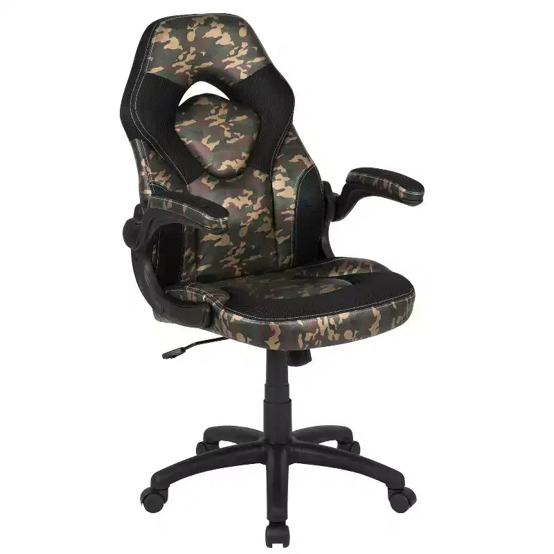 Gaming Chair Racing Style with Flip-Up Arms, Adjustable Height, Seat 20"W x 19"D, Holds up to 250 lbs