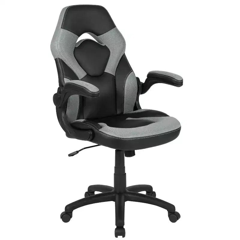 Gaming Chair Racing Style with Flip-Up Arms, Adjustable Height, Seat 20"W x 19"D, Holds up to 250 lbs