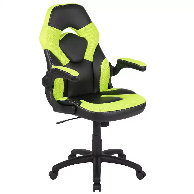 Gaming Chair Racing Style with Flip-Up Arms, Adjustable Height, Seat 20"W x 19"D, Holds up to 250 lbs