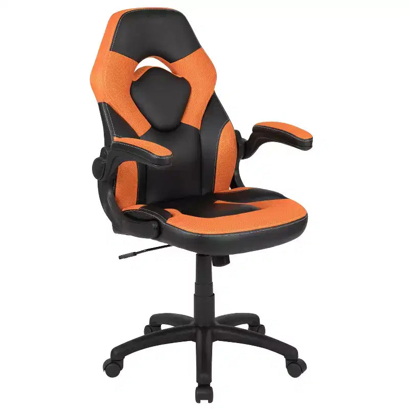 Gaming Chair Racing Style with Flip-Up Arms, Adjustable Height, Seat 20"W x 19"D, Holds up to 250 lbs