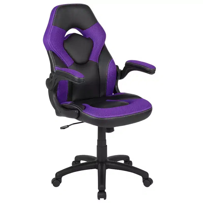 Gaming Chair Racing Style with Flip-Up Arms, Adjustable Height, Seat 20"W x 19"D, Holds up to 250 lbs