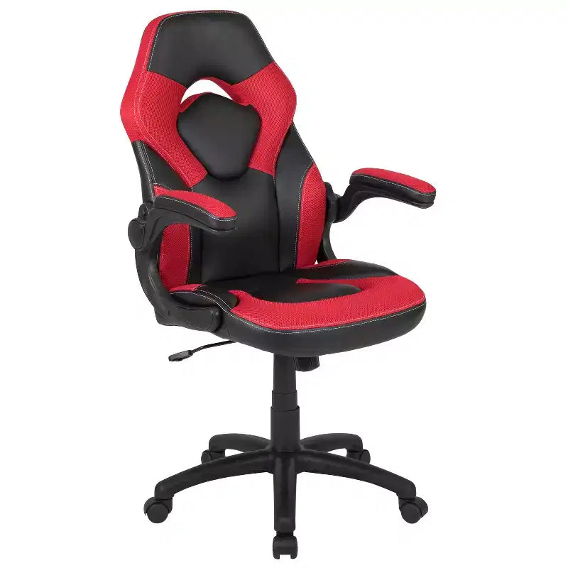 Gaming Chair Racing Style with Flip-Up Arms, Adjustable Height, Seat 20"W x 19"D, Holds up to 250 lbs