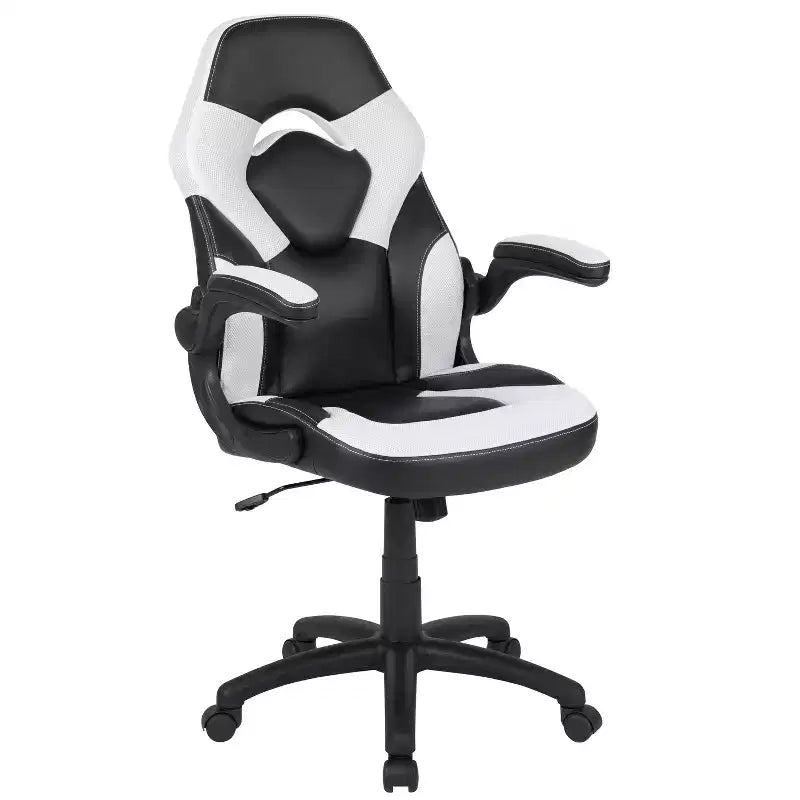 Gaming Chair Racing Style with Flip-Up Arms, Adjustable Height, Seat 20"W x 19"D, Holds up to 250 lbs