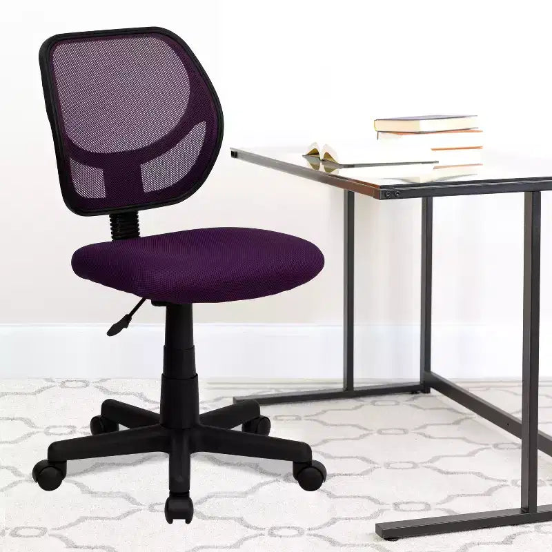 Low Back Mesh Swivel Task Office Chair, Armless, Seat 17.5"W x 16.25"D, Holds up to 250 lbs