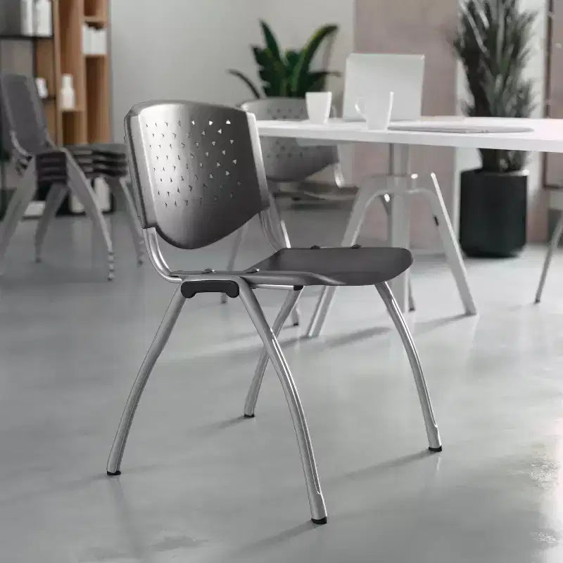 Plastic Stack Chair with Powder Coated Frame, Stackable up to 25, Seat 18"W x 17"D, Holds up to 880 lbs
