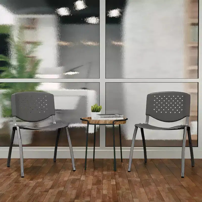 Plastic Stack Chair with Powder Coated Frame, Stackable up to 25, Seat 18"W x 17"D, Holds up to 880 lbs