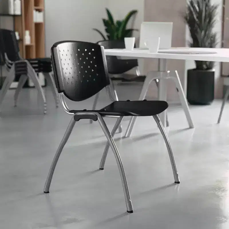 Plastic Stack Chair with Powder Coated Frame, Stackable up to 25, Seat 18"W x 17"D, Holds up to 880 lbs