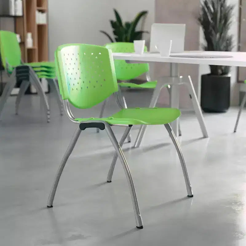 Plastic Stack Chair with Powder Coated Frame, Stackable up to 25, Seat 18"W x 17"D, Holds up to 880 lbs