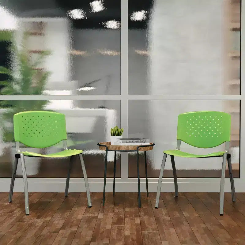 Plastic Stack Chair with Powder Coated Frame, Stackable up to 25, Seat 18"W x 17"D, Holds up to 880 lbs