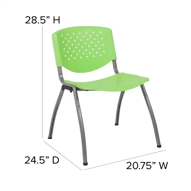 Plastic Stack Chair with Powder Coated Frame, Stackable up to 25, Seat 18"W x 17"D, Holds up to 880 lbs