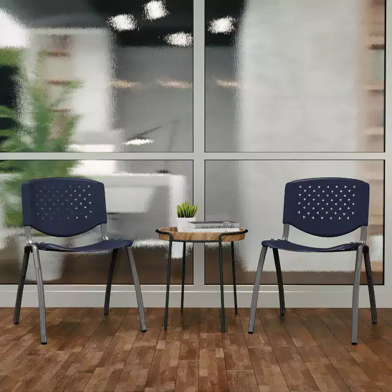 Plastic Stack Chair with Powder Coated Frame, Stackable up to 25, Seat 18"W x 17"D, Holds up to 880 lbs