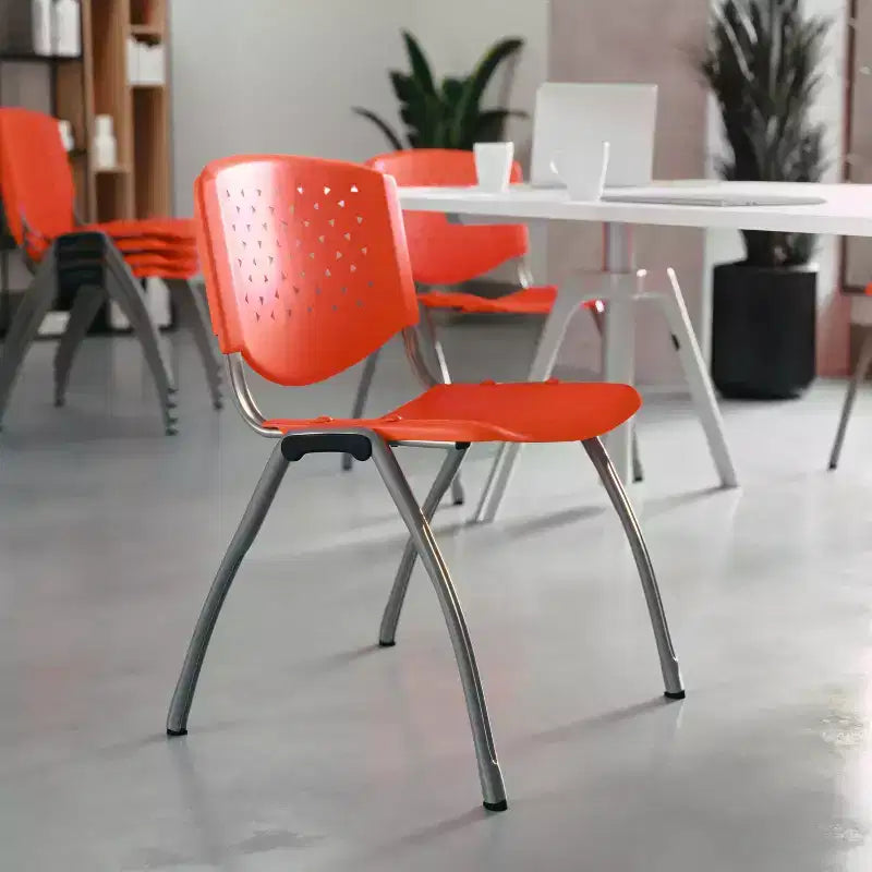Plastic Stack Chair with Powder Coated Frame, Stackable up to 25, Seat 18"W x 17"D, Holds up to 880 lbs