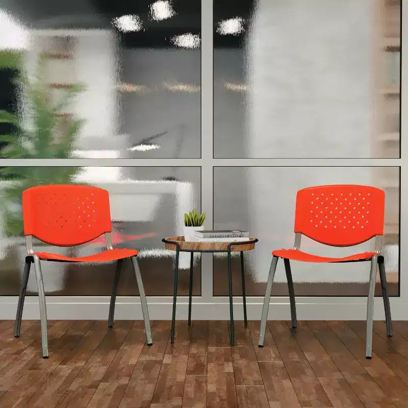 Plastic Stack Chair with Powder Coated Frame, Stackable up to 25, Seat 18"W x 17"D, Holds up to 880 lbs