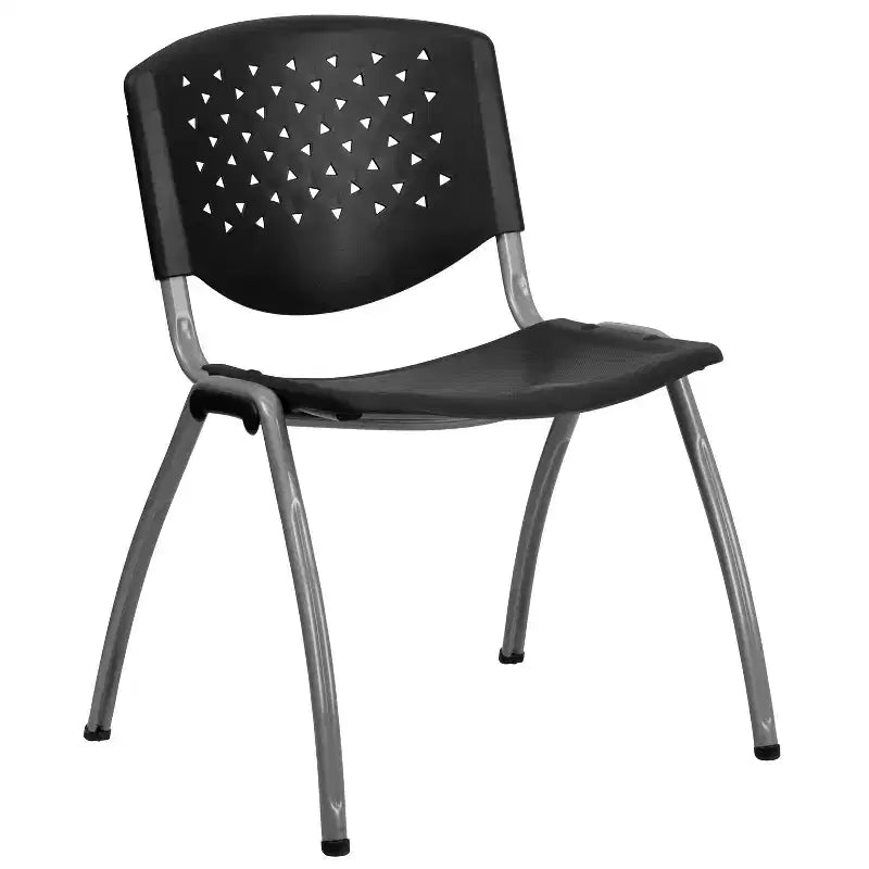 Plastic Stack Chair with Powder Coated Frame, Stackable up to 25, Seat 18"W x 17"D, Holds up to 880 lbs