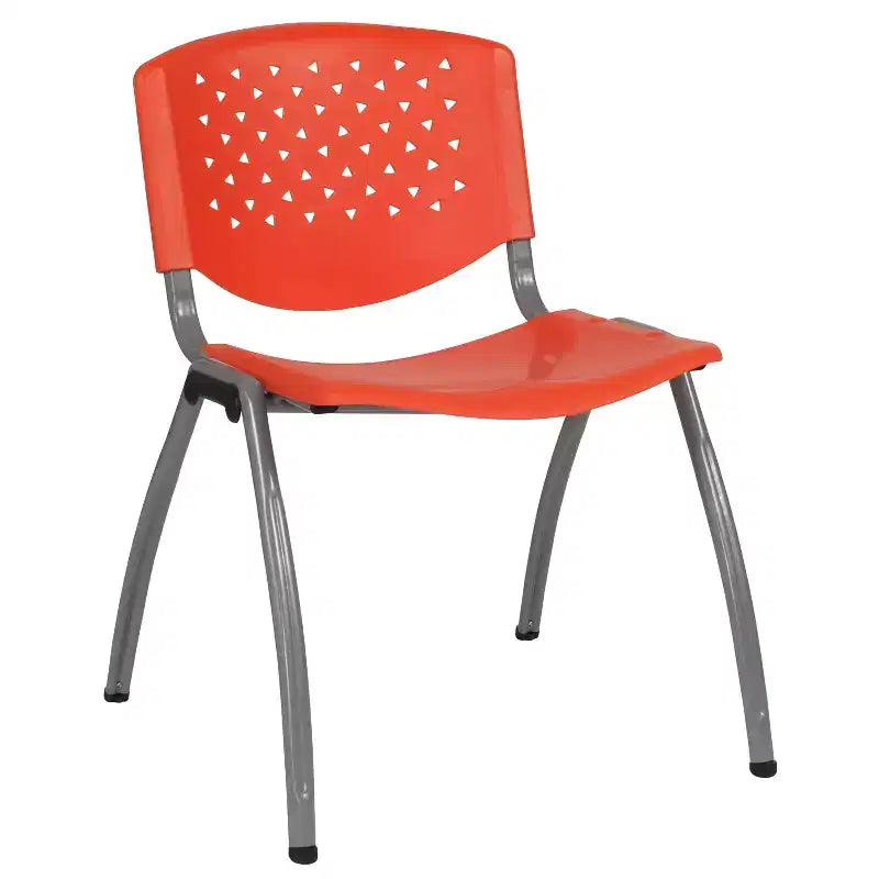 Plastic Stack Chair with Powder Coated Frame, Stackable up to 25, Seat 18"W x 17"D, Holds up to 880 lbs