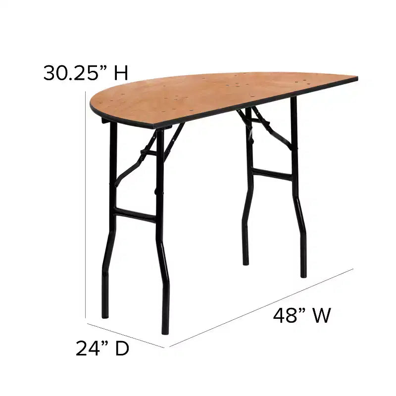 4 ft Half-Round Wood Folding Banquet Table