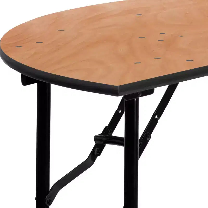 4 ft Half-Round Wood Folding Banquet Table