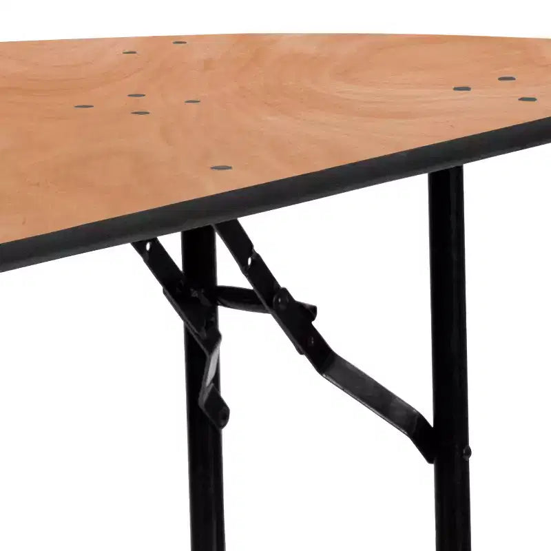 4 ft Half-Round Wood Folding Banquet Table