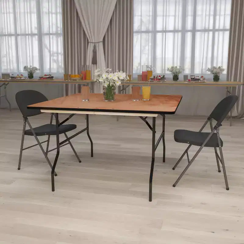 4-Foot Square Wood Folding Banquet Table