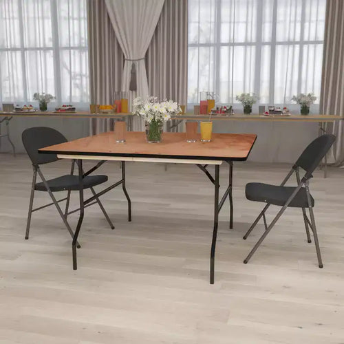 4-Foot Square Wood Folding Banquet Table