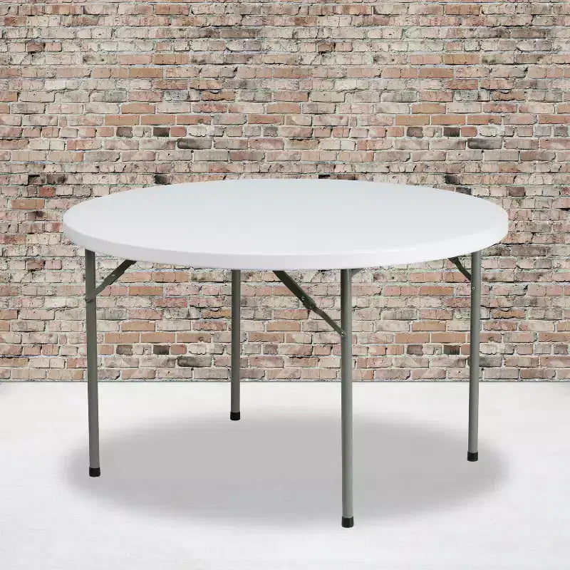 48-Inch Round Plastic Folding Table – Seats up to 6, 500 lb Capacity
