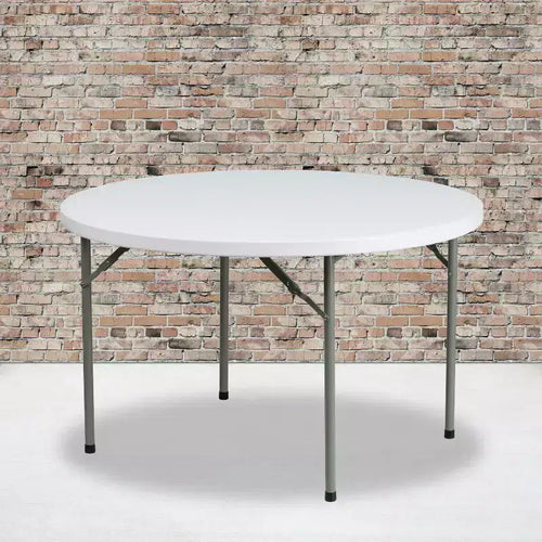 48-Inch Round Plastic Folding Table – Seats up to 6, 500 lb Capacity