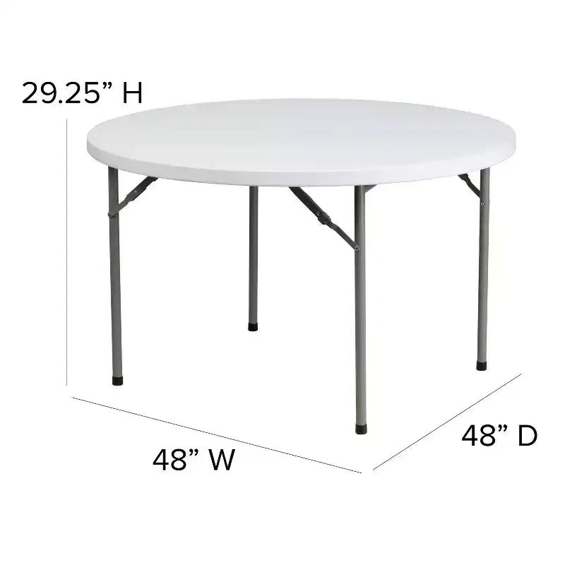 48-Inch Round Plastic Folding Table – Seats up to 6, 500 lb Capacity