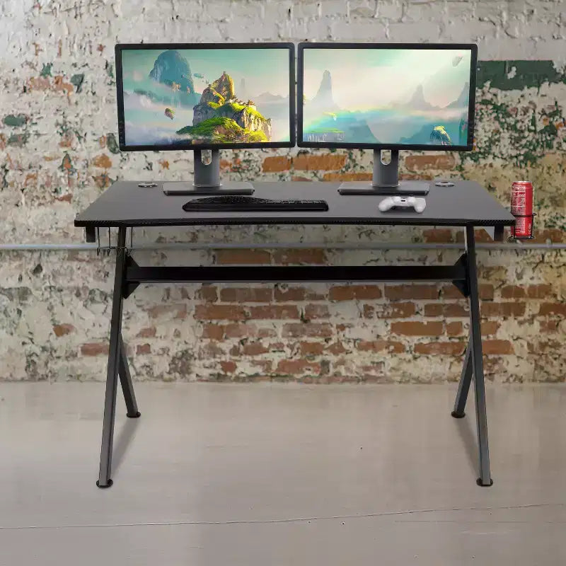 Gaming Desk 45.25" x 29" with Headphone Holder and Cable Management