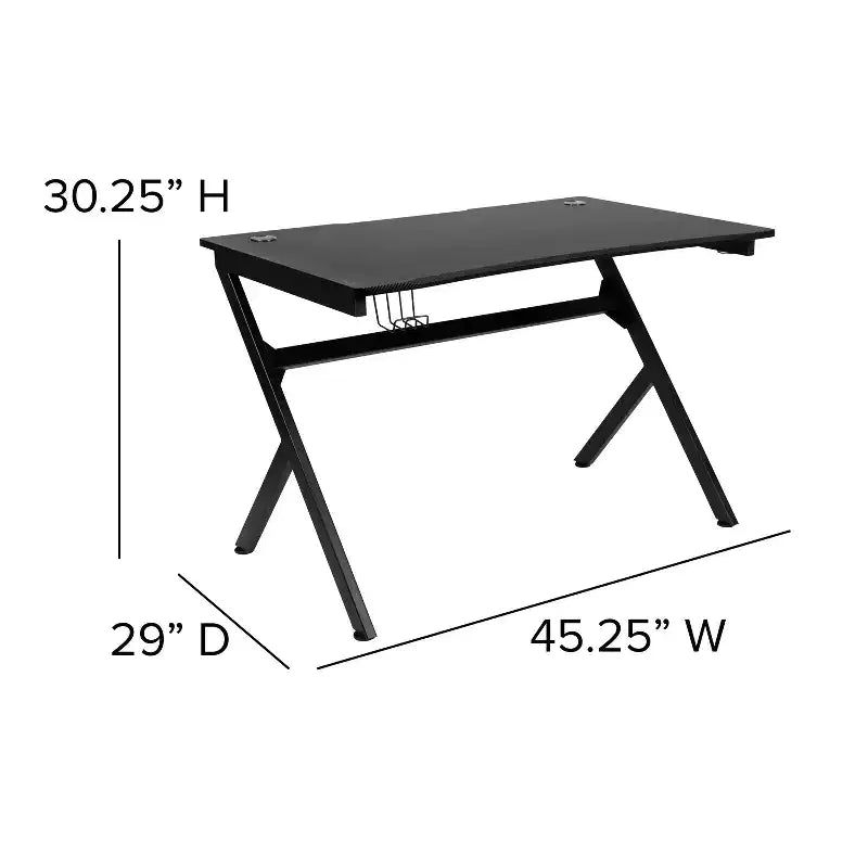 Gaming Desk 45.25" x 29" with Headphone Holder and Cable Management