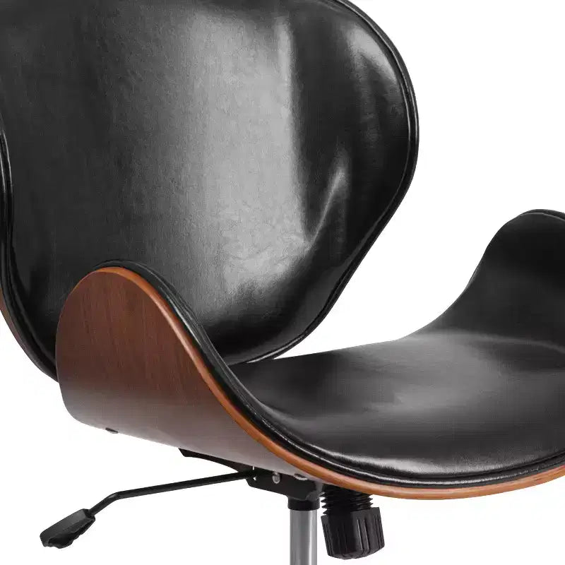 Mid-Back Wood Conference Office Chair with Leathersoft Seat