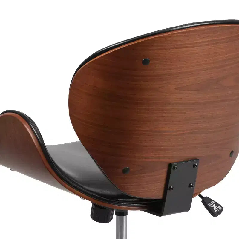 Mid-Back Wood Conference Office Chair with Leathersoft Seat
