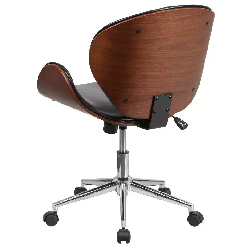 Mid-Back Wood Conference Office Chair with Leathersoft Seat