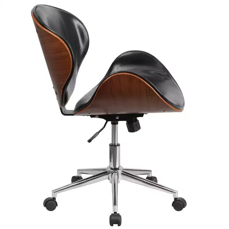 Mid-Back Wood Conference Office Chair with Leathersoft Seat