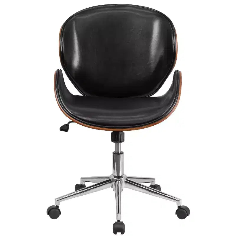 Mid-Back Wood Conference Office Chair with Leathersoft Seat