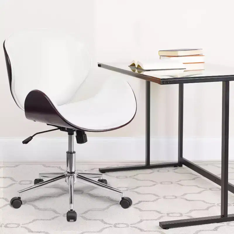 Mid-Back Wood Conference Office Chair with Leathersoft Seat