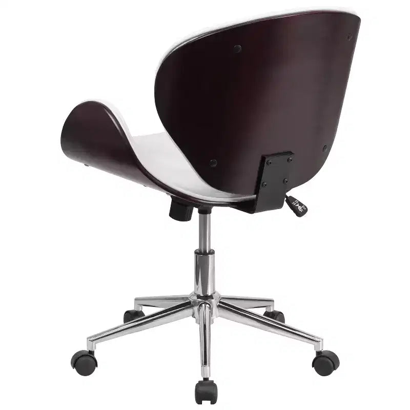 Mid-Back Wood Conference Office Chair with Leathersoft Seat