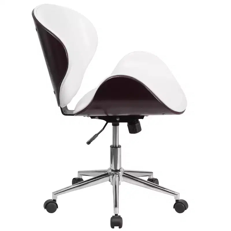 Mid-Back Wood Conference Office Chair with Leathersoft Seat