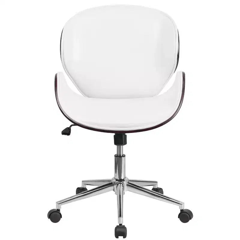 Mid-Back Wood Conference Office Chair with Leathersoft Seat