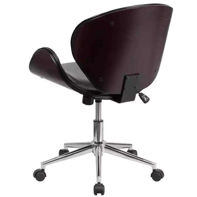 Mid-Back Wood Conference Office Chair with Leathersoft Seat