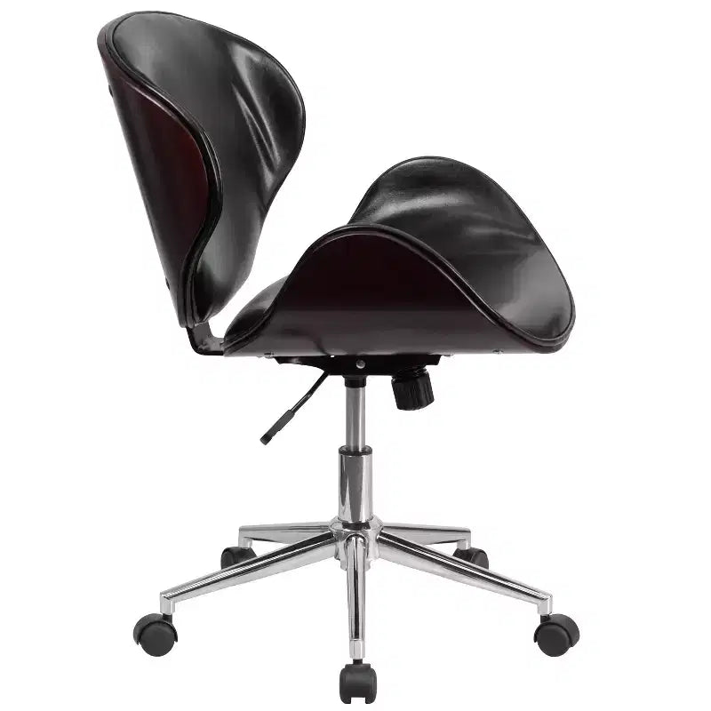 Mid-Back Wood Conference Office Chair with Leathersoft Seat