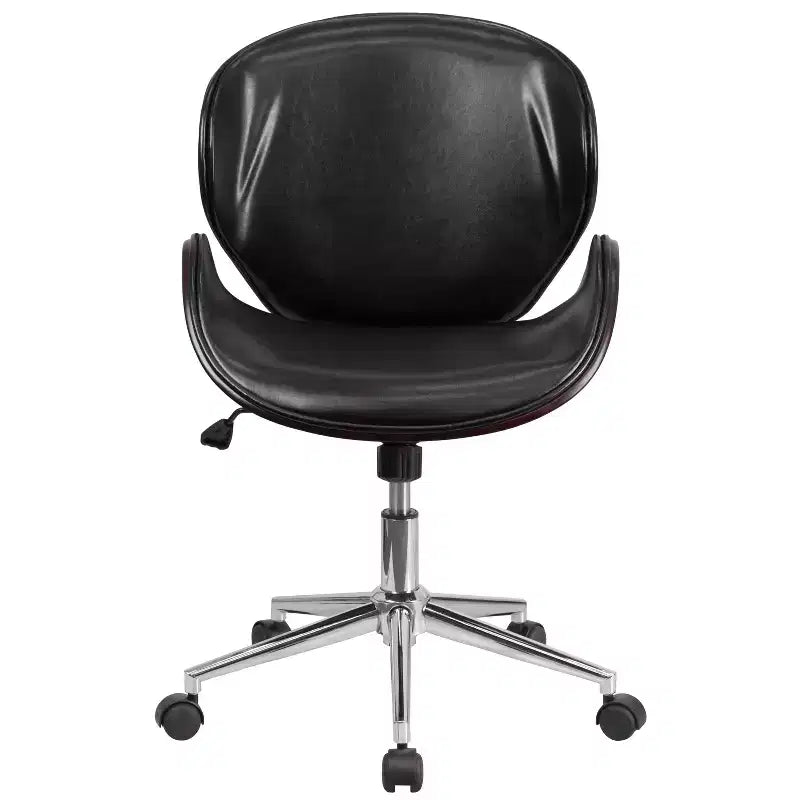 Mid-Back Wood Conference Office Chair with Leathersoft Seat