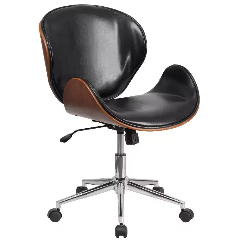 Mid-Back Wood Conference Office Chair with Leathersoft Seat